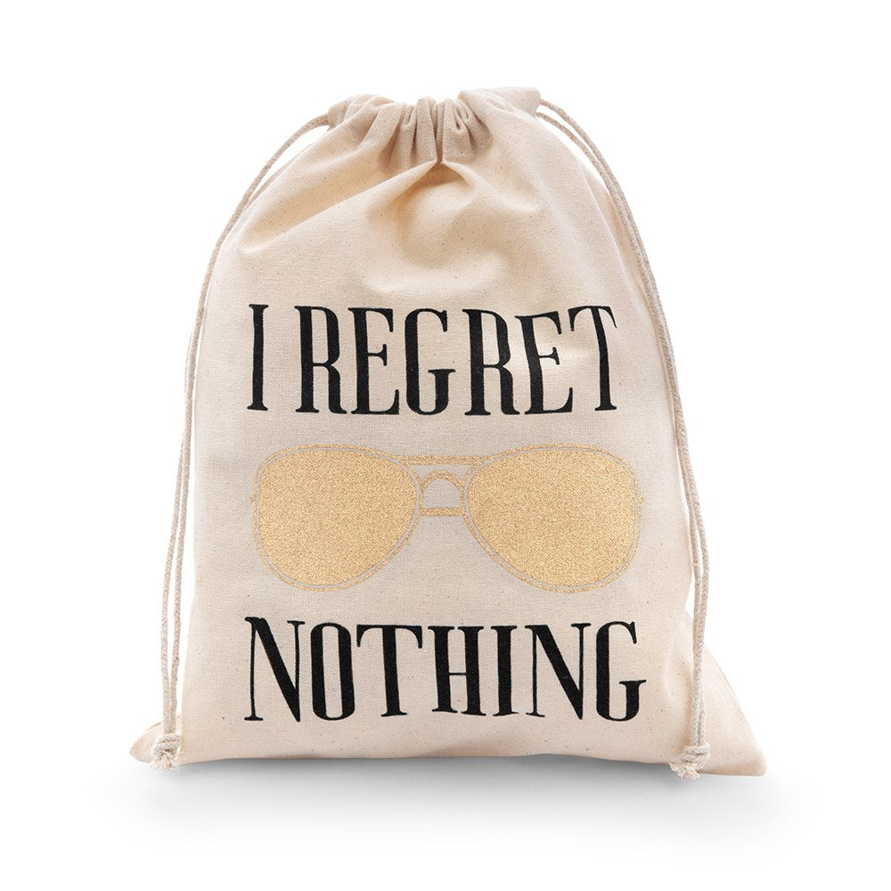 Hangover Survival Kit White Cotton Drawstring Bag - I Regret Nothing