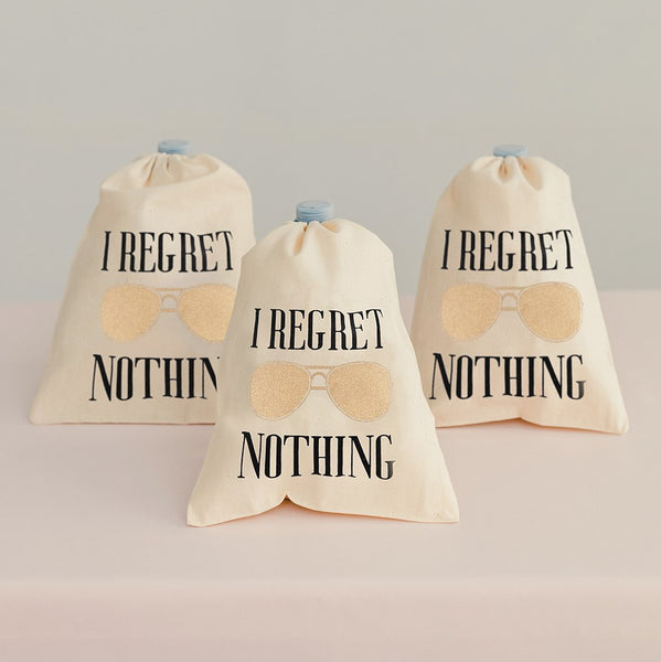 Hangover Survival Kit White Cotton Drawstring Bag - I Regret Nothing