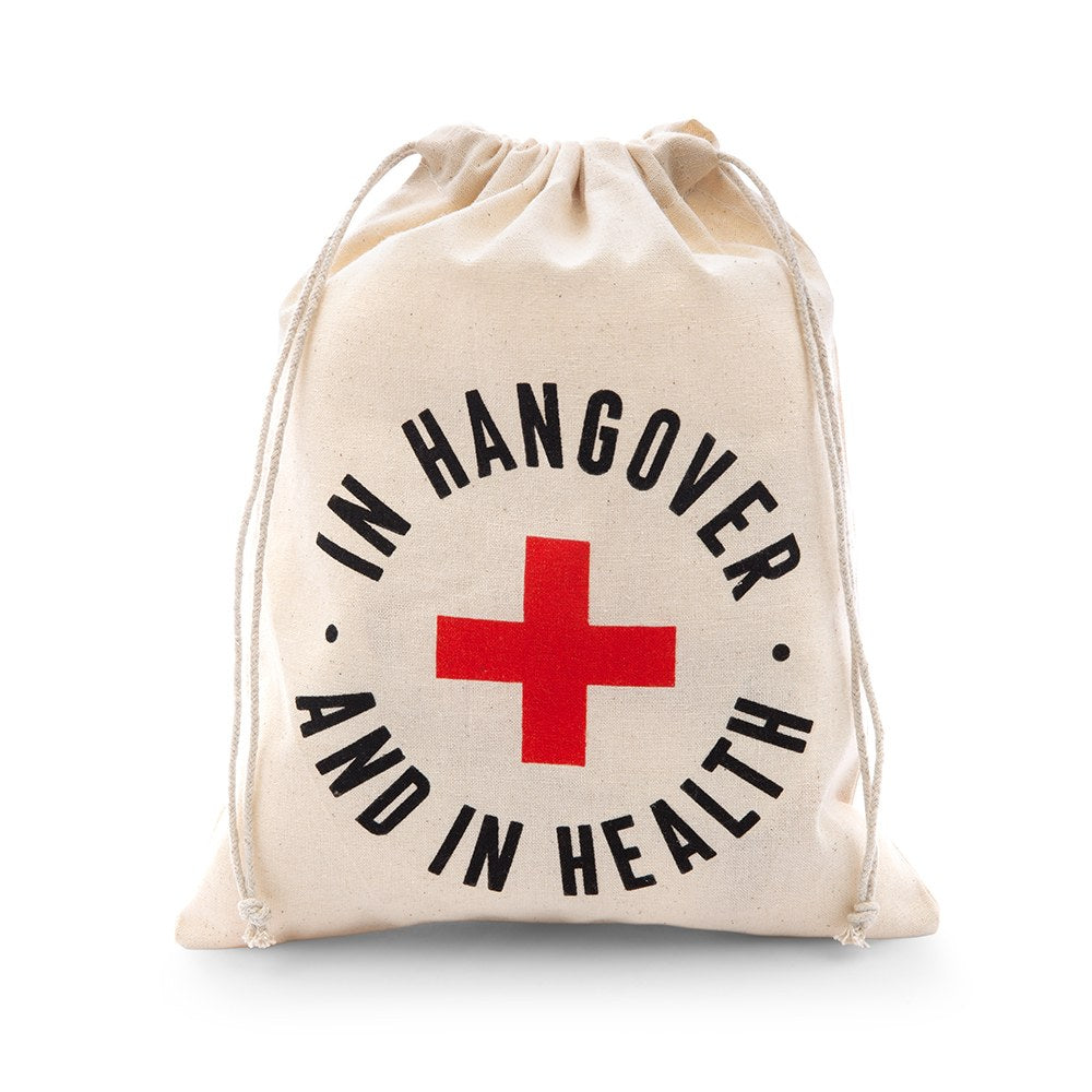 Hangover Survival Kit White Cotton Drawstring Bag - In Hangover And In Health