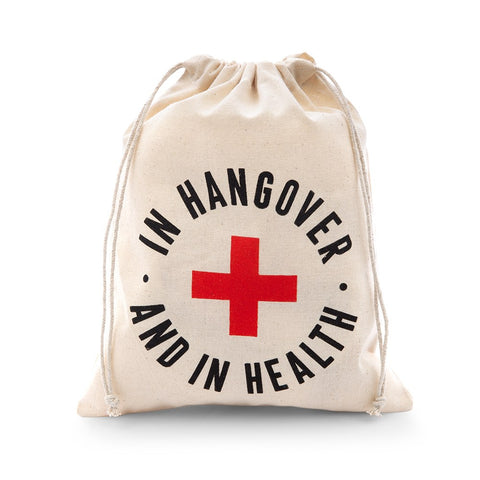 Hangover Survival Kit White Cotton Drawstring Bag - In Hangover And In Health