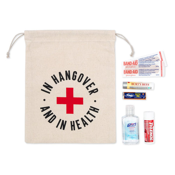 Hangover Survival Kit White Cotton Drawstring Bag - In Hangover And In Health