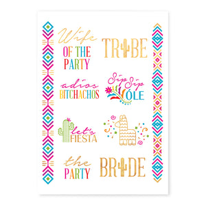 Gold Bachelorette Party Temporary Tattoos - Final Fiesta