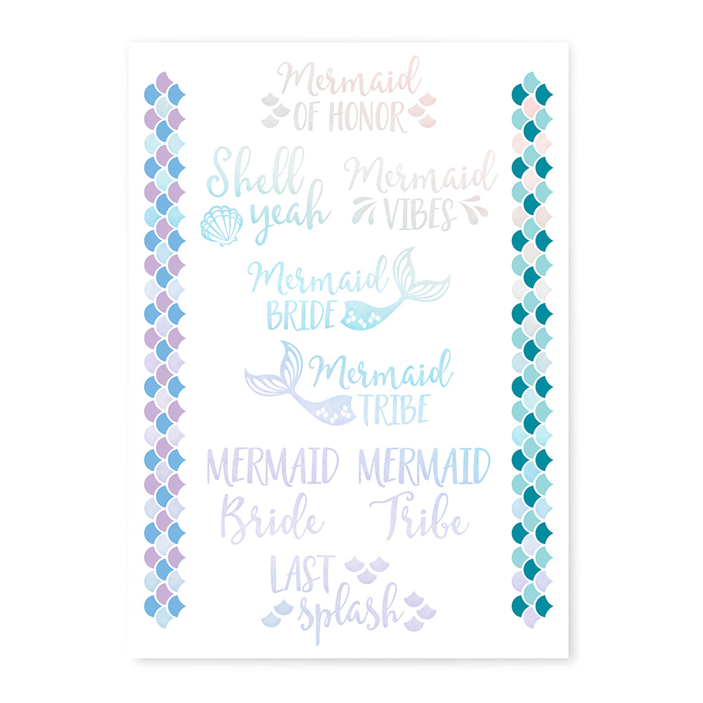 Iridescent Bachelorette Party Temporary Tattoos - Mermaid