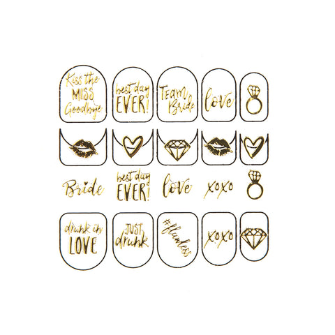 Adhesive Bachelorette Party Nail Stickers - Gold Bride Squad