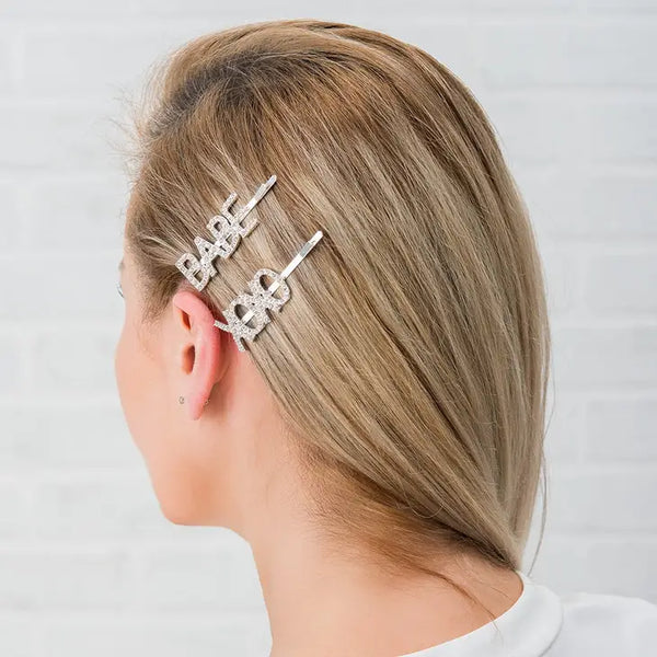 Custom Rhinestone Bridal Party Word Hair Clips - I Do Crew