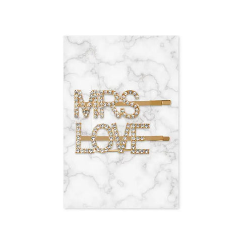 Rhinestone Bridal Party Word Hair Clips - Mrs Love