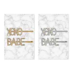 Rhinestone Bridal Party Word Hair Clips - XOXO Babe