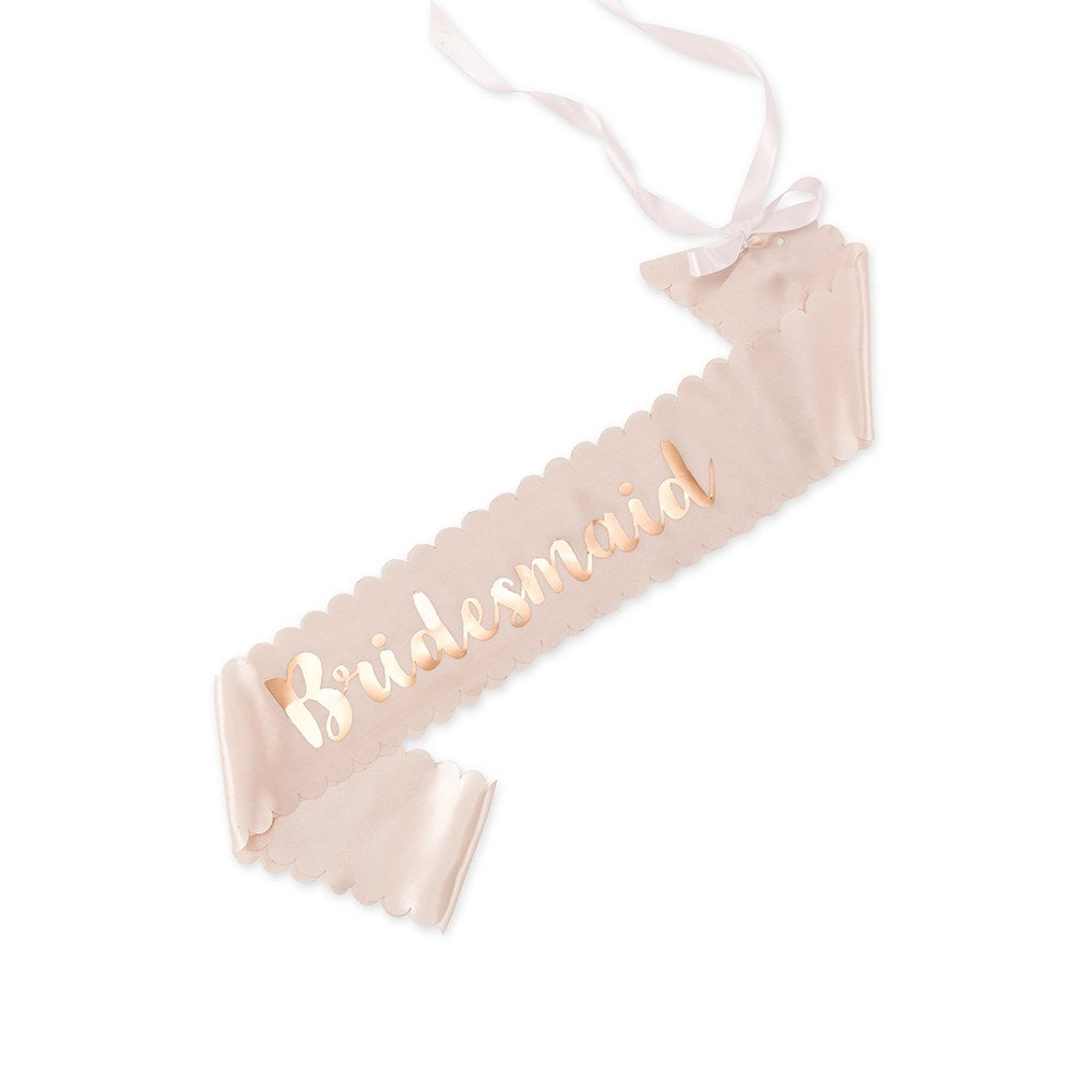 Blush Pink & Rose Gold Satin Bachelorette Party Sash - Bridesmaid