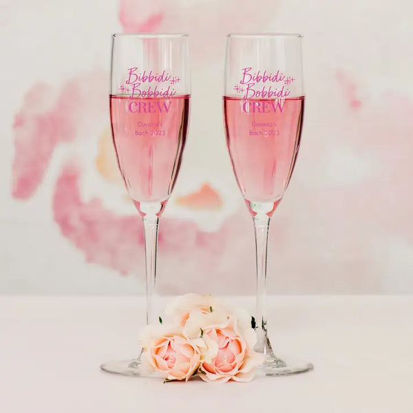 Personalised 5.75 oz. Stemmed Champagne Flute Wedding Favour - Bachelorette | More Occasions