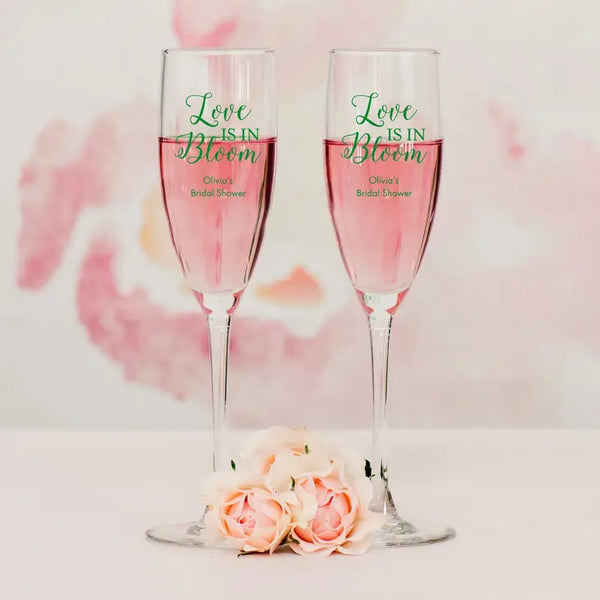 Personalised 5.75 oz. Stemmed Champagne Flute Wedding Favour - Bridal Shower | More Occasions