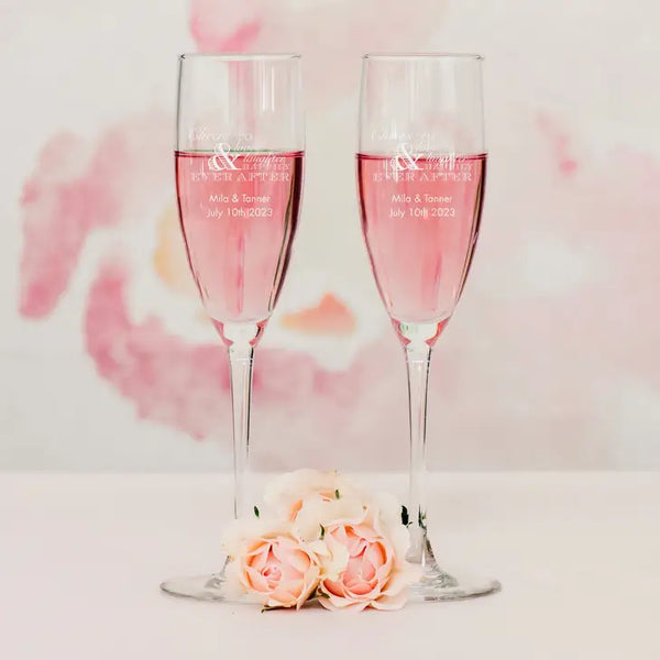 Personalised 5.75 oz. Stemmed Champagne Flute Wedding Favour - Engagement Party | More Occasions