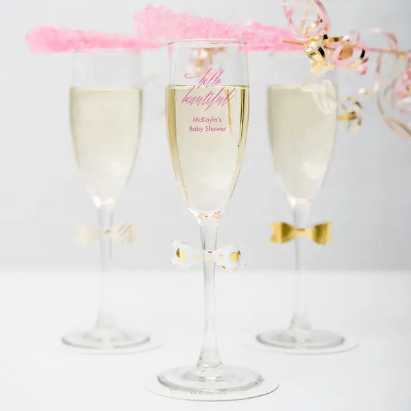 Personalised 5.75 oz. Stemmed Champagne Flute Favour - Baby Shower | More Occasions