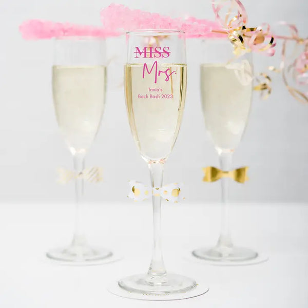 Personalised 5.75 oz. Stemmed Champagne Flute Wedding Favour - Bachelorette | More Occasions