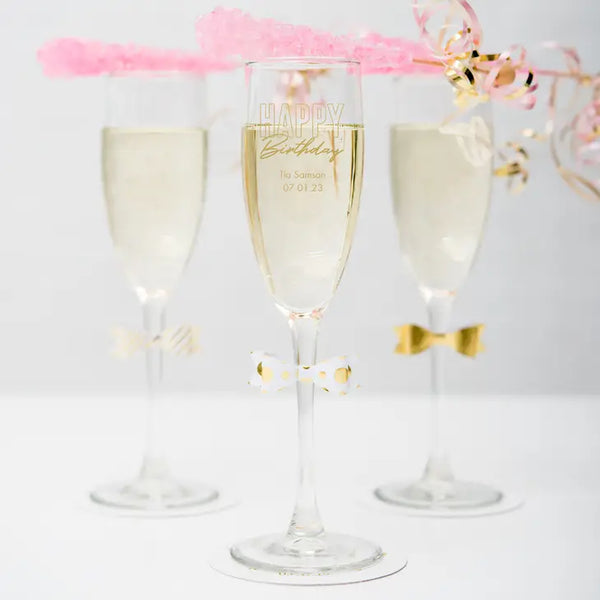 Personalised 5.75 oz. Stemmed Champagne Flute Favour - Birthday | More Occasions