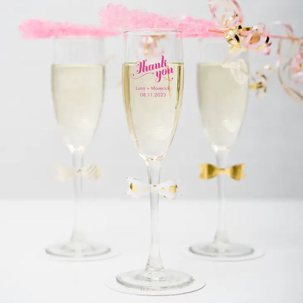 Personalized 5.75 oz. Stemmed Champagne Flute Wedding Favour - Trendy Sayings | More Designs