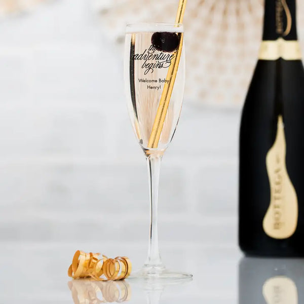 Personalised 5.75 oz. Stemmed Champagne Flute Favour - Baby Shower | More Occasions