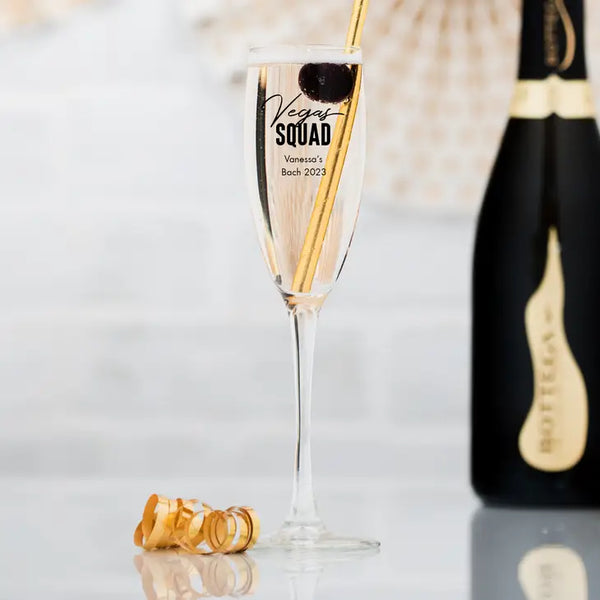 Personalised 5.75 oz. Stemmed Champagne Flute Wedding Favour - Bachelorette | More Occasions