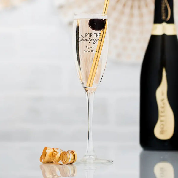 Personalised 5.75 oz. Stemmed Champagne Flute Wedding Favour - Bridal Shower | More Occasions