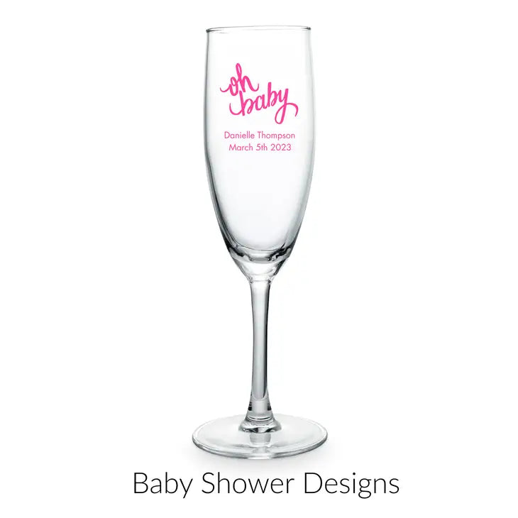 Personalised 5.75 oz. Stemmed Champagne Flute Favour - Baby Shower | More Occasions