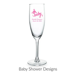 Personalised 5.75 oz. Stemmed Champagne Flute Favour - Baby Shower | More Occasions