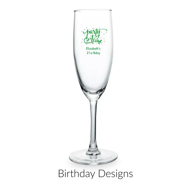 Personalised 5.75 oz. Stemmed Champagne Flute Favour - Birthday | More Occasions