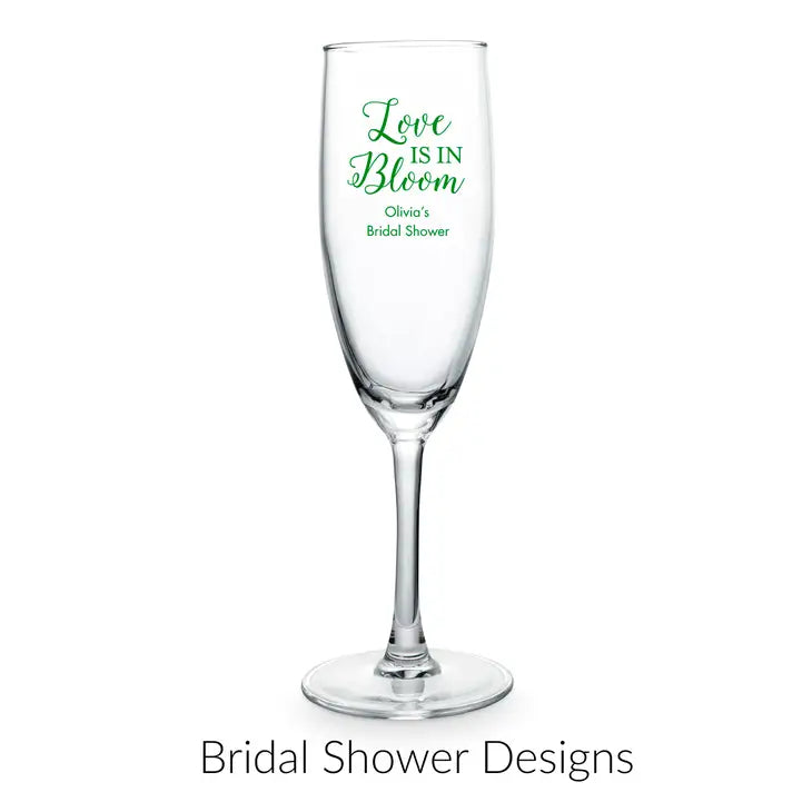 Personalised 5.75 oz. Stemmed Champagne Flute Wedding Favour - Bridal Shower | More Occasions