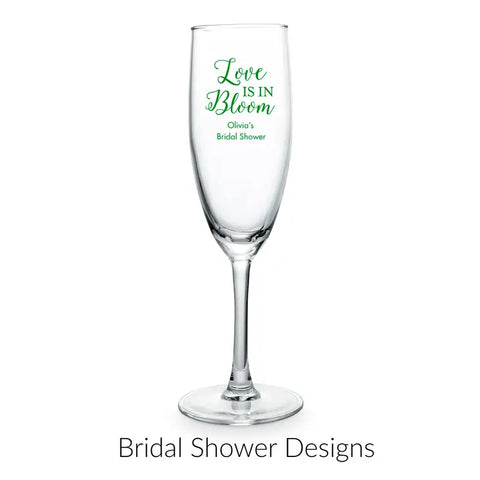 Personalised 5.75 oz. Stemmed Champagne Flute Wedding Favour - Bridal Shower | More Occasions