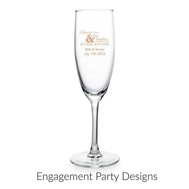 Personalised 5.75 oz. Stemmed Champagne Flute Wedding Favour - Engagement Party | More Occasions