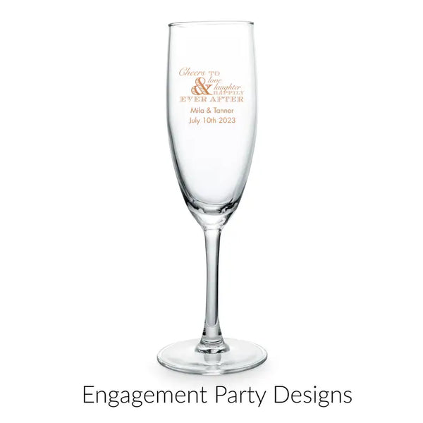 Personalised 5.75 oz. Stemmed Champagne Flute Wedding Favour - Engagement Party | More Occasions