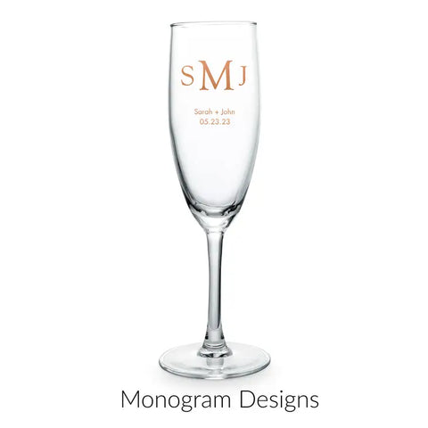 Personalized 5.75 Oz. Champagne Flute Wedding Favor - Monograms | More Designs