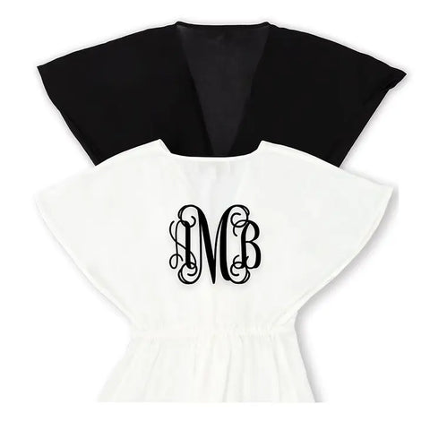 Personalized Sheer Swimsuit Cover-Up Beach Dress - Script Monogram