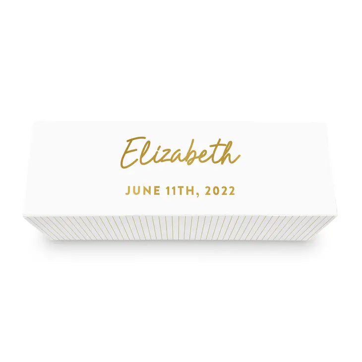 White Personalized Wine Gift Box With Magnetic Lid - Script Font