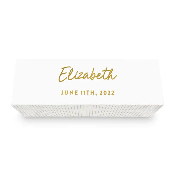 White Personalized Wine Gift Box With Magnetic Lid - Script Font