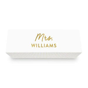 White Personalized Wine Gift Box With Magnetic Lid - Mrs. Script