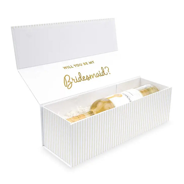 White Personalized Wine Gift Box With Magnetic Lid - Thank You