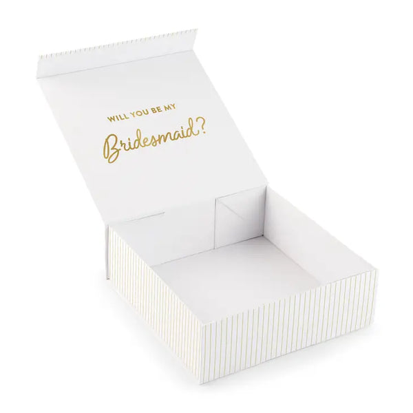 Large Personalized White Bridal Party Gift Box With Magnetic Lid - Traditional Monogram