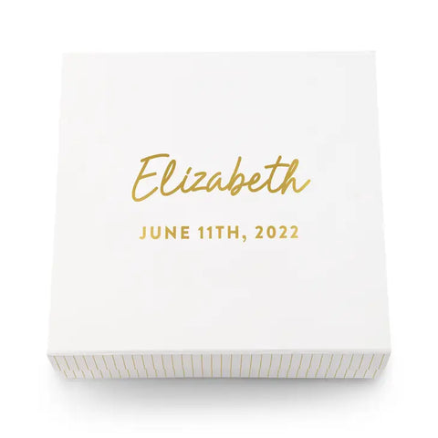 Large Personalized White Bridal Party Gift Box With Magnetic Lid - Script Font