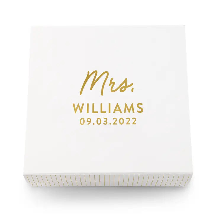 Large Personalized White Bridal Party Gift Box With Magnetic Lid - Mrs. Script