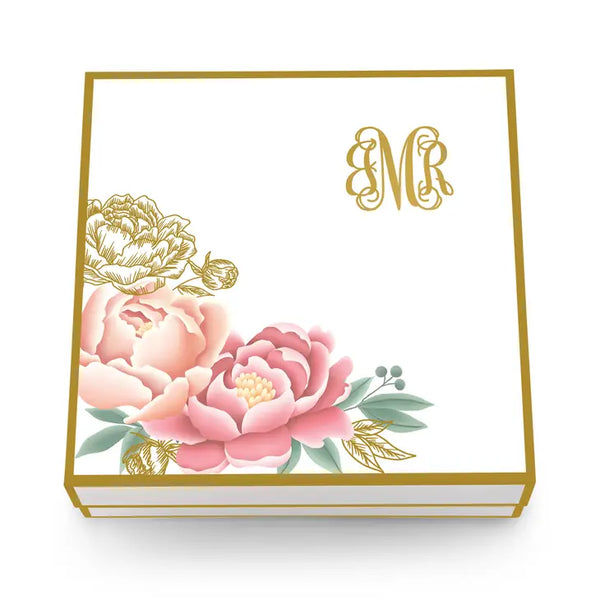 Large Personalized Modern Floral Bridal Party Gift Box With Magnetic Lid - Script Monogram