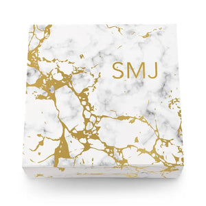 Large Personalized Marble Bridal Party Gift Box With Magnetic Lid - Traditional Monogram