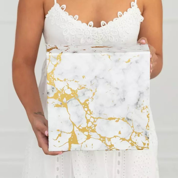 Large Marble Bridal Party Gift Box With Magnetic Lid