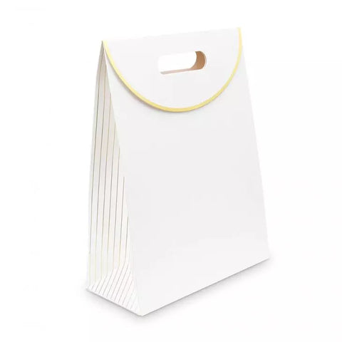 Paper Gift Bag With Handles - Gold Stripe