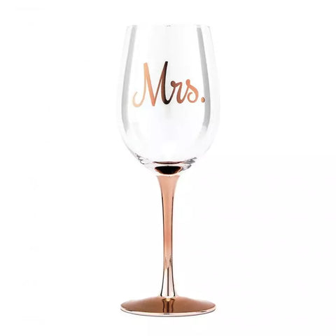 Rose Gold Stemmed 15 Oz. Wine Glass - Mrs.