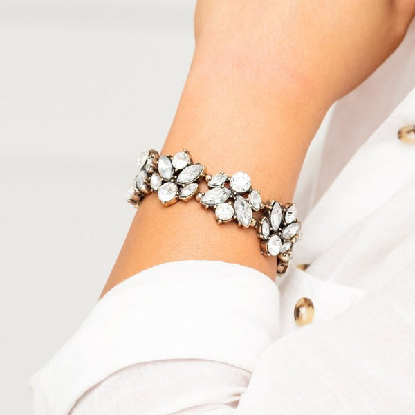 Bridal Party Link Bracelet - Floral Rhinestone