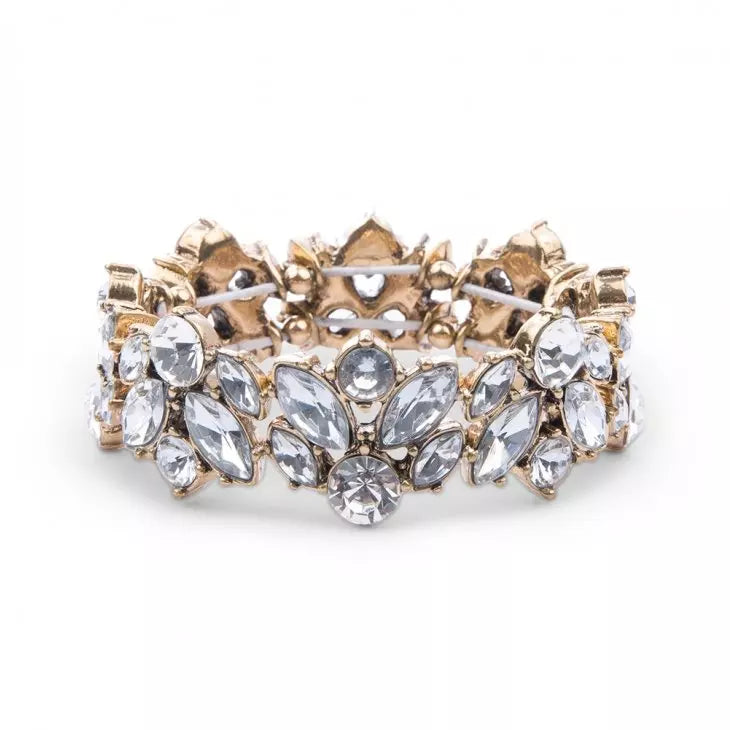 Bridal Party Link Bracelet - Floral Rhinestone