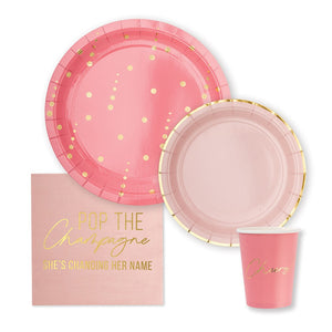 Disposable Paper Tableware Party Sets - Pop The Champagne - Serves 24