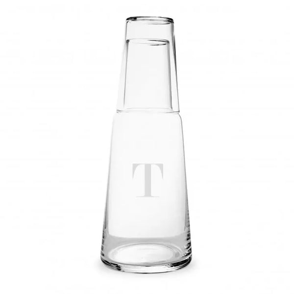 Monogram Engraved Bedside Water Carafe And Glass Set - Traditional Monogram