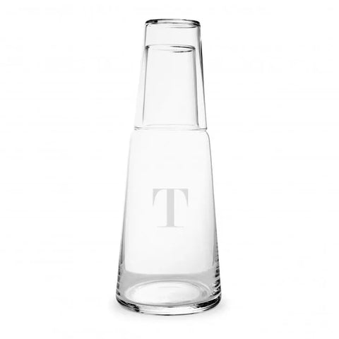 Monogram Engraved Bedside Water Carafe And Glass Set - Traditional Monogram