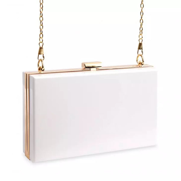 Acrylic Box Clutch - White