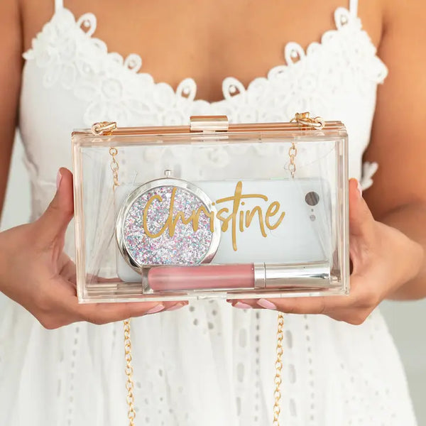 Personalized Acrylic Box Clutch - Script Font